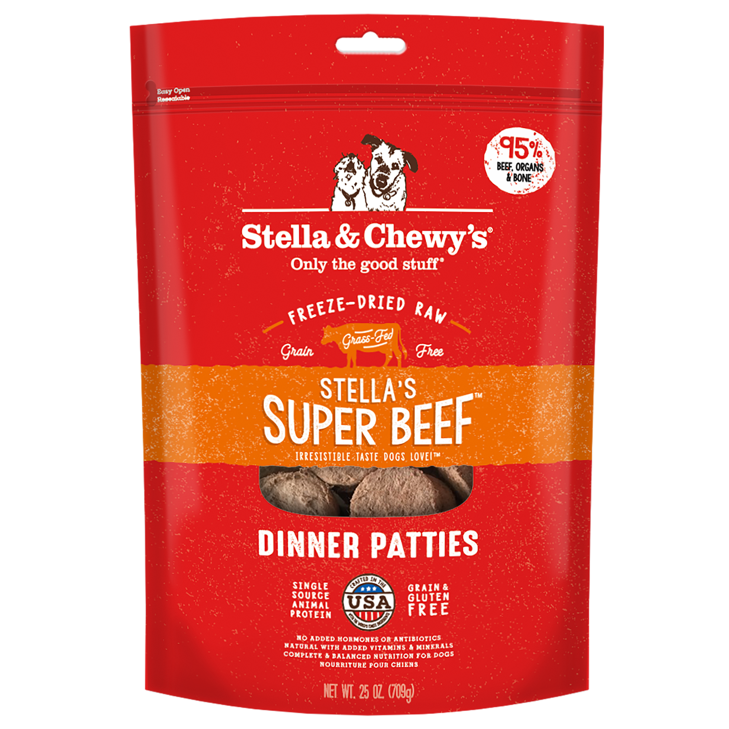Stella & Chewy's - Stella's Super Beef Freeze-Dried Raw Dinner Patties for Dogs (14oz/25oz)