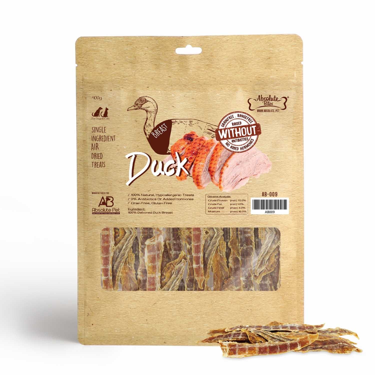 Absolute Bites - Air Dried Duck Breast for Dogs & Cats (2 Sizes)