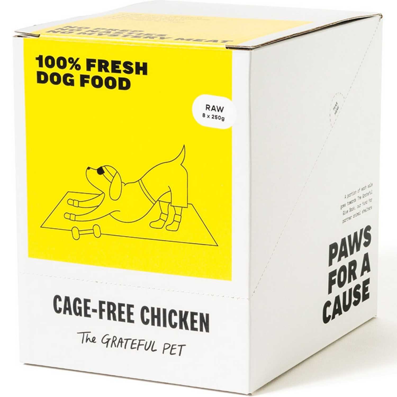 The Grateful Pet Raw Cage Free Chicken Dog 8 x 250g Pouch Food