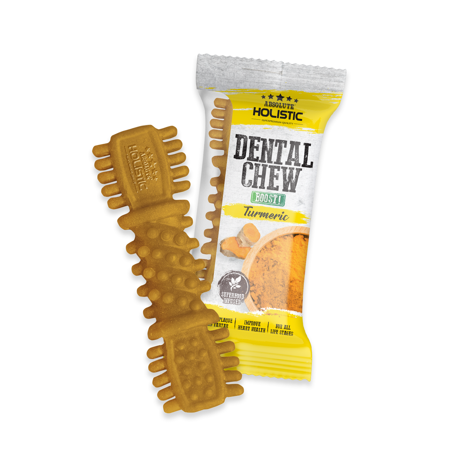 Absolute Holistic - Turmeric Boost Dental Chew 4" - Dog Treats (25g/pc)