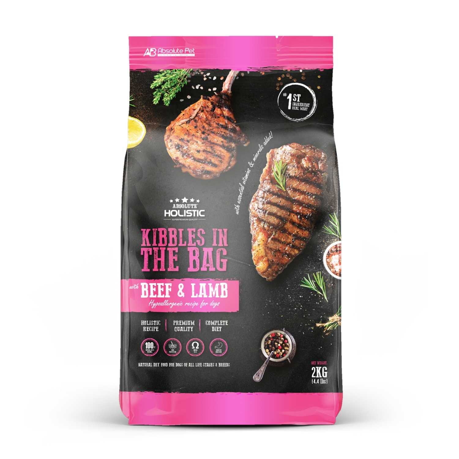 Absolute Holistic - Kibbles In The Bag (Beef & Lamb) for Dogs (2kg/12kg)