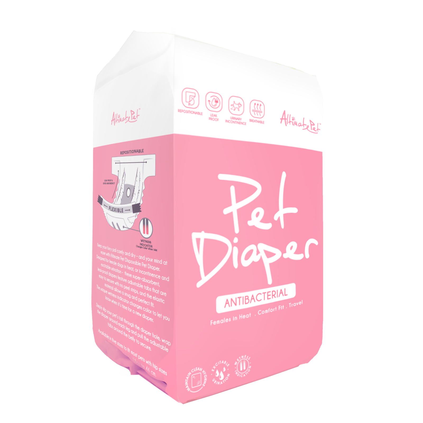 Altimate Pet - Antibacterial Disposable Pet Diaper for Dogs (5 Sizes)