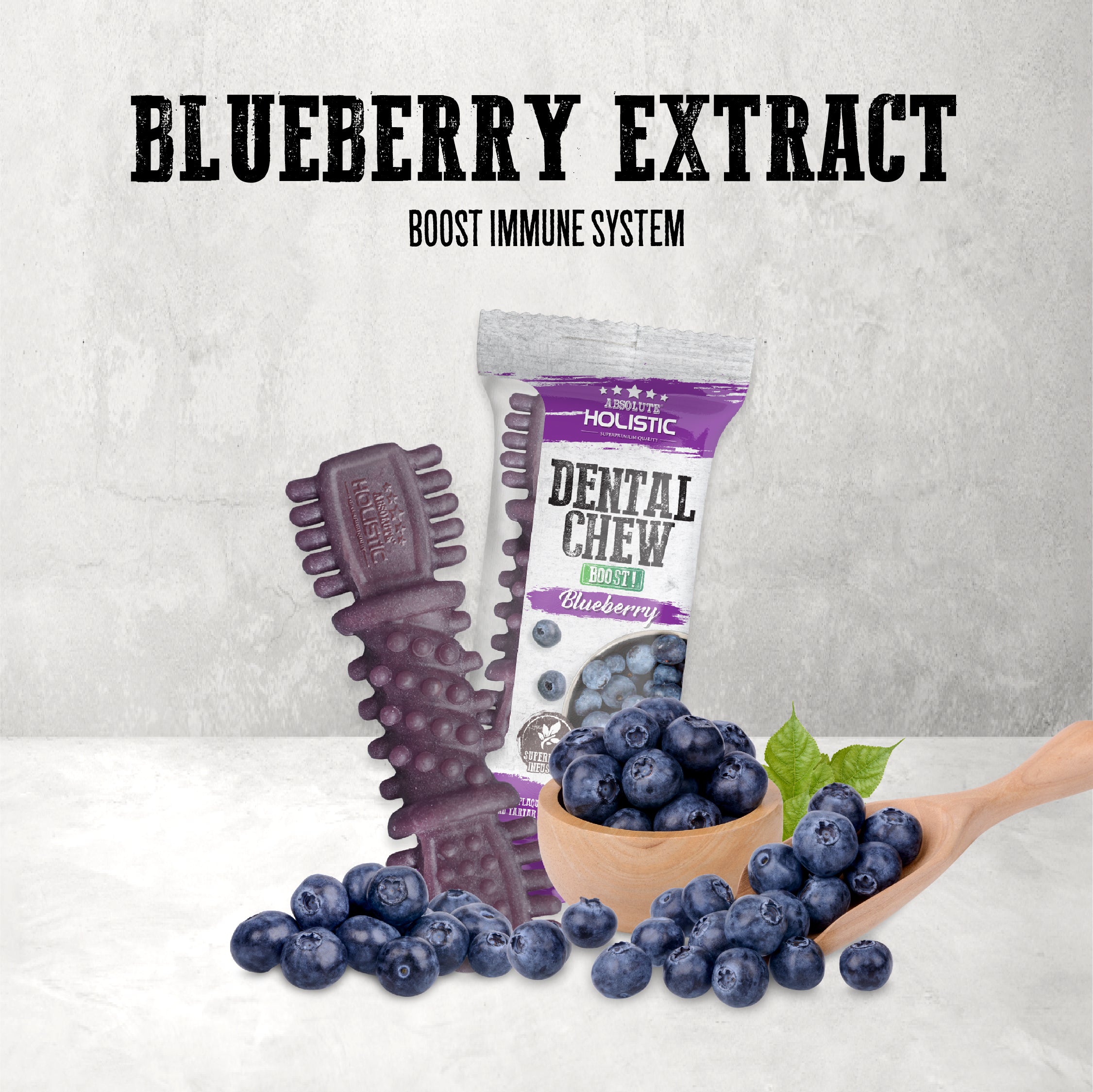 Absolute Holistic - Blueberry Boost Dental Chew 4" - Dog Treats (25g/pc)