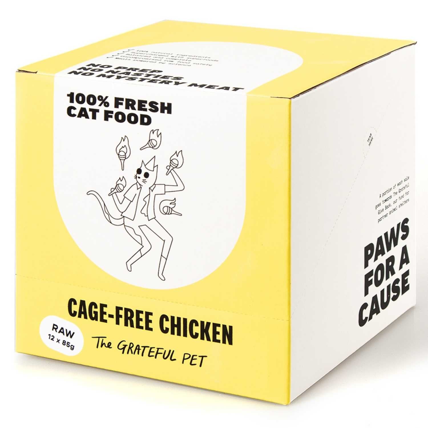 The Grateful Pet - Raw (Cage-Free Chicken) - Cat (12 x 85g Tub) Food (Case)