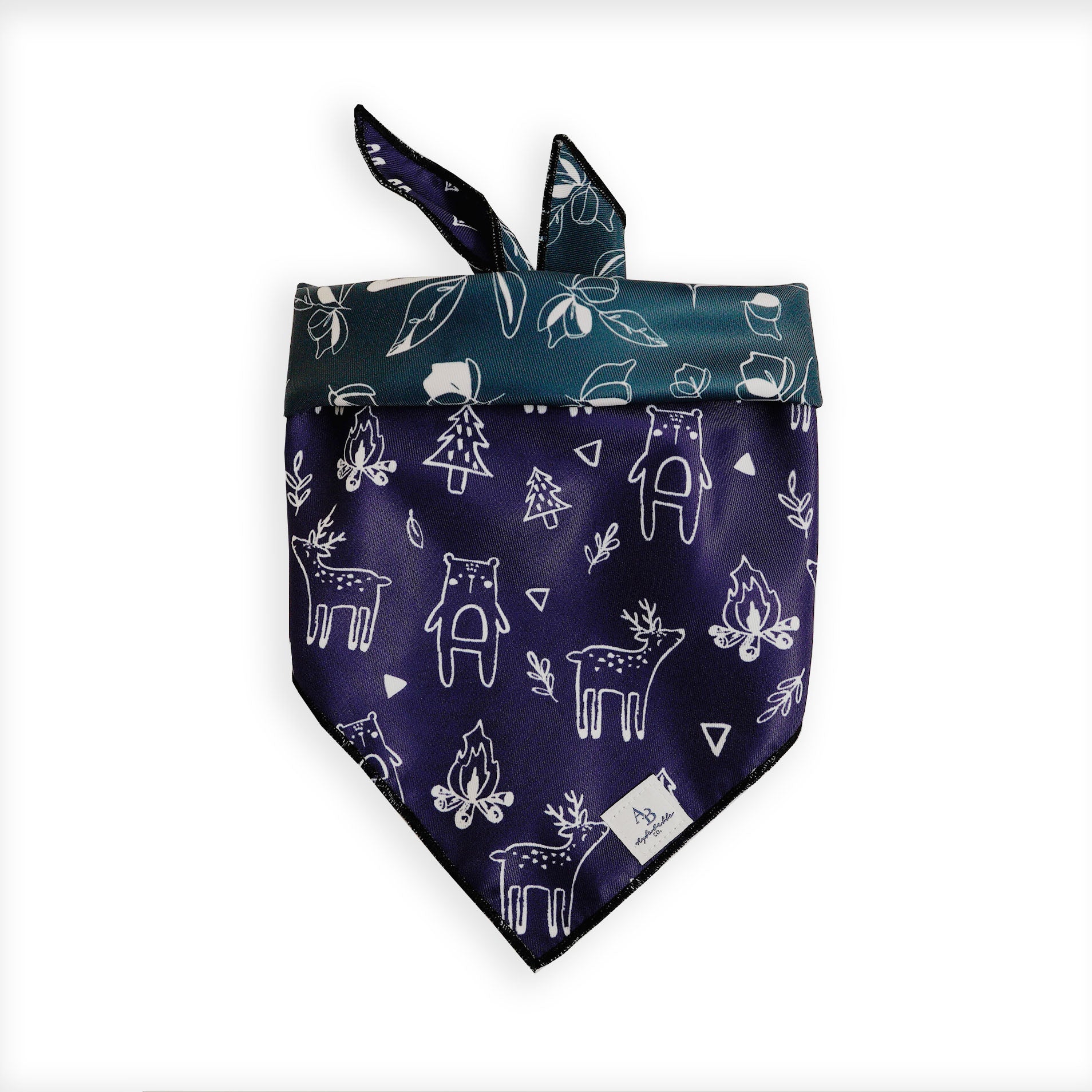 Aylabella Co. - Lush Green & Camper Reversible Bandana With Snaps for Dogs (3 Sizes)