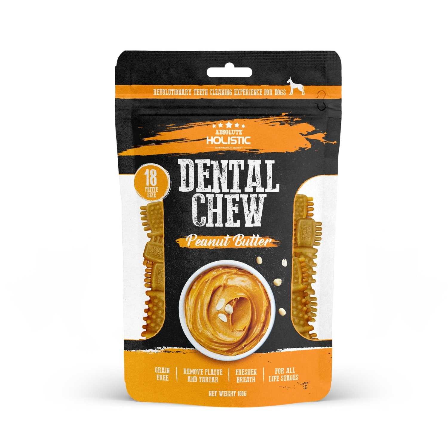 Absolute Holistic - Peanut Butter Dental Chew - Dog Treats (2 Sizes)