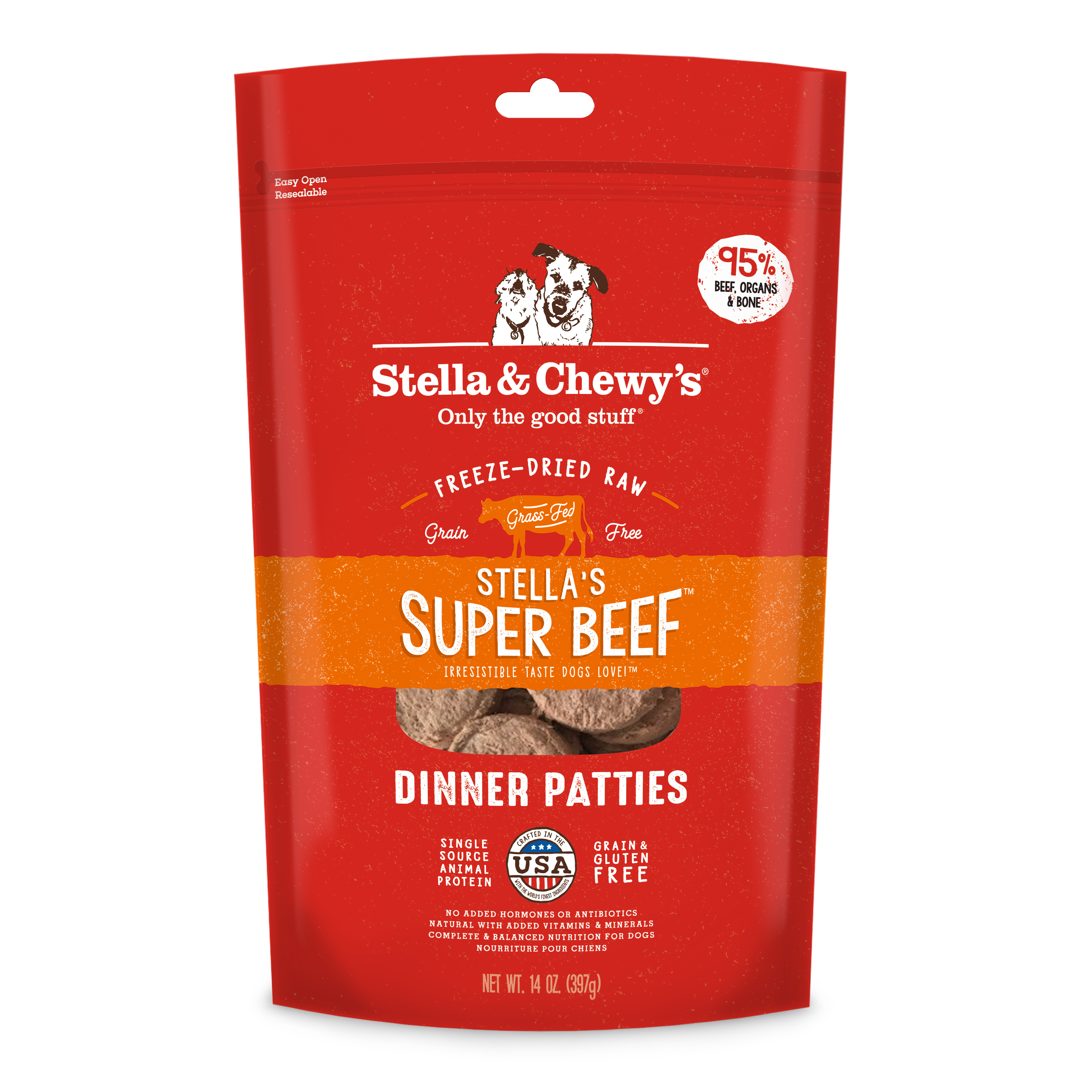 Stella & Chewy's - Stella's Super Beef Freeze-Dried Raw Dinner Patties for Dogs (14oz/25oz)