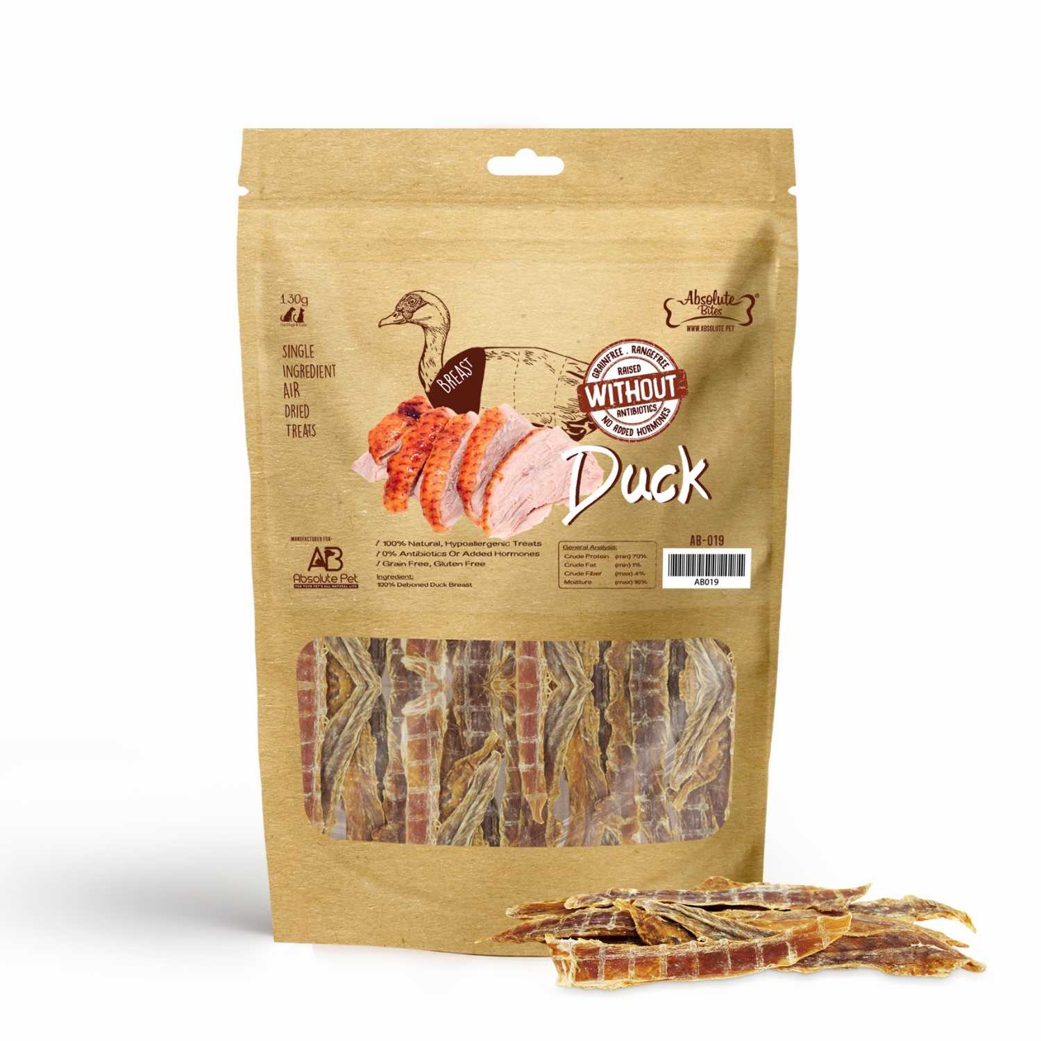 Absolute Bites - Air Dried Duck Breast for Dogs & Cats (2 Sizes)