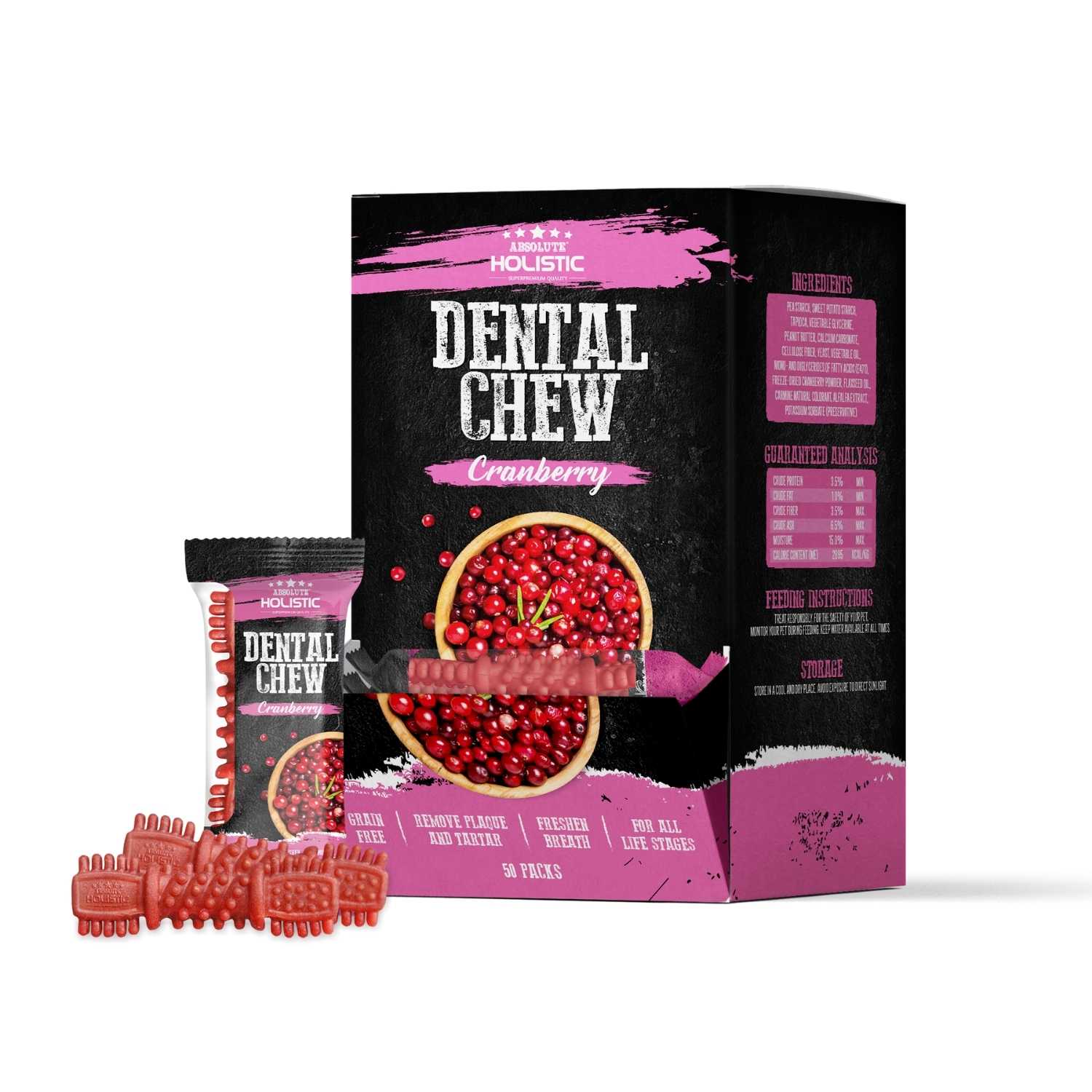 Absolute Holistic - Cranberry Dental Chew - Dog Treats (2 Sizes)