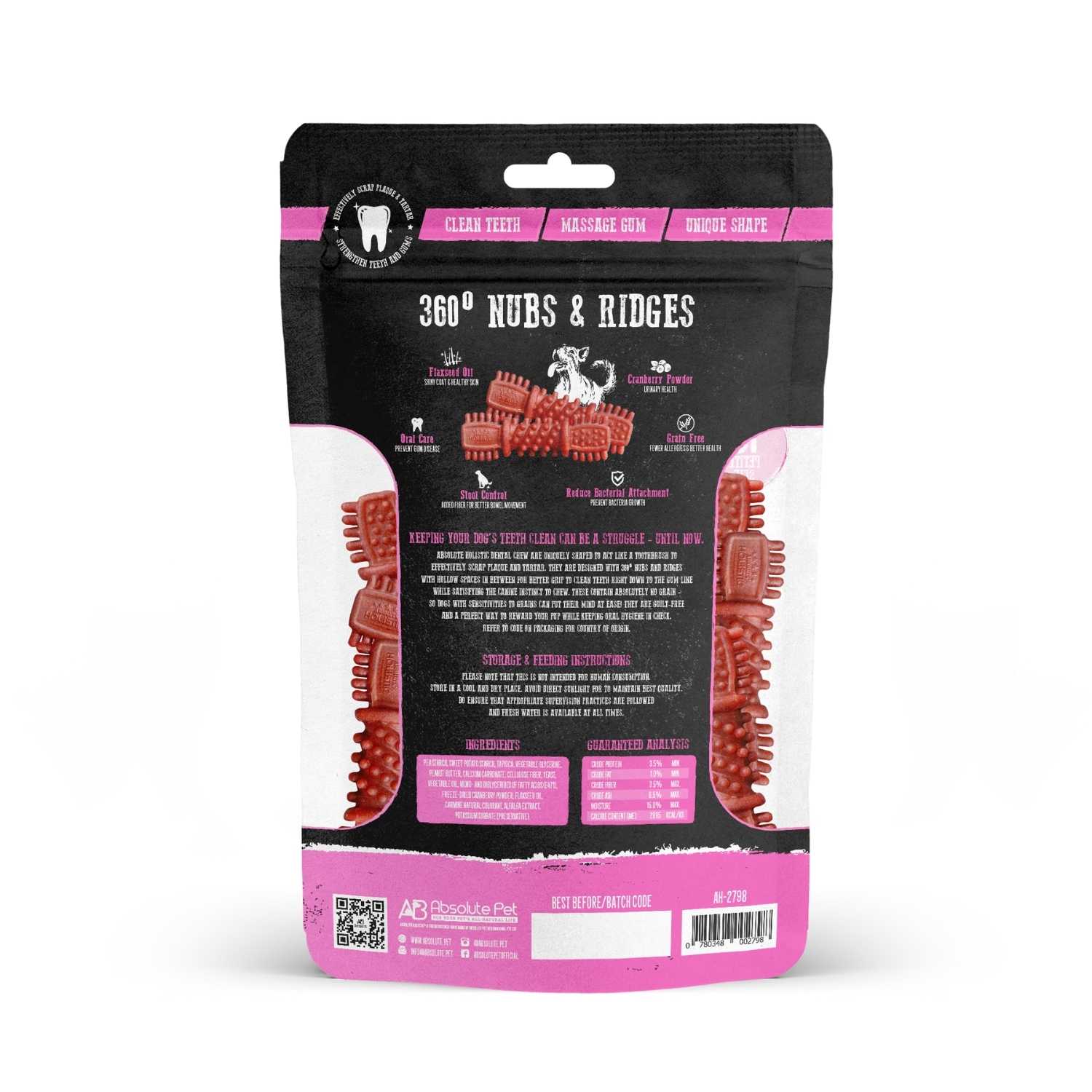 Absolute Holistic - Cranberry Dental Chew - Dog Treats (2 Sizes)