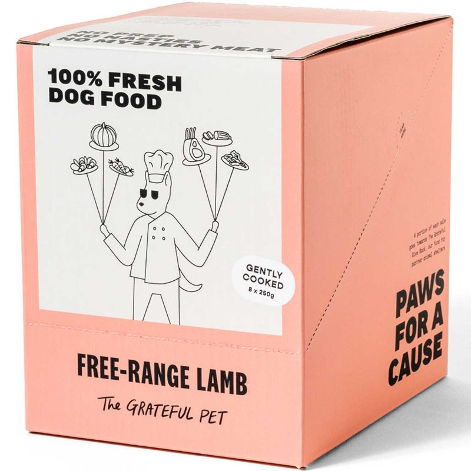 The Grateful Pet - Gently Cooked (Range-Free Lamb) - Dog (8 x 250g Pouch) Food (Case)