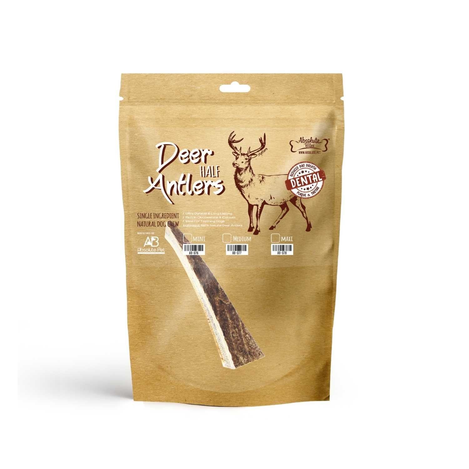 Absolute Bites - Half Deer Antlers Dental Chew for Dogs (3 Sizes)