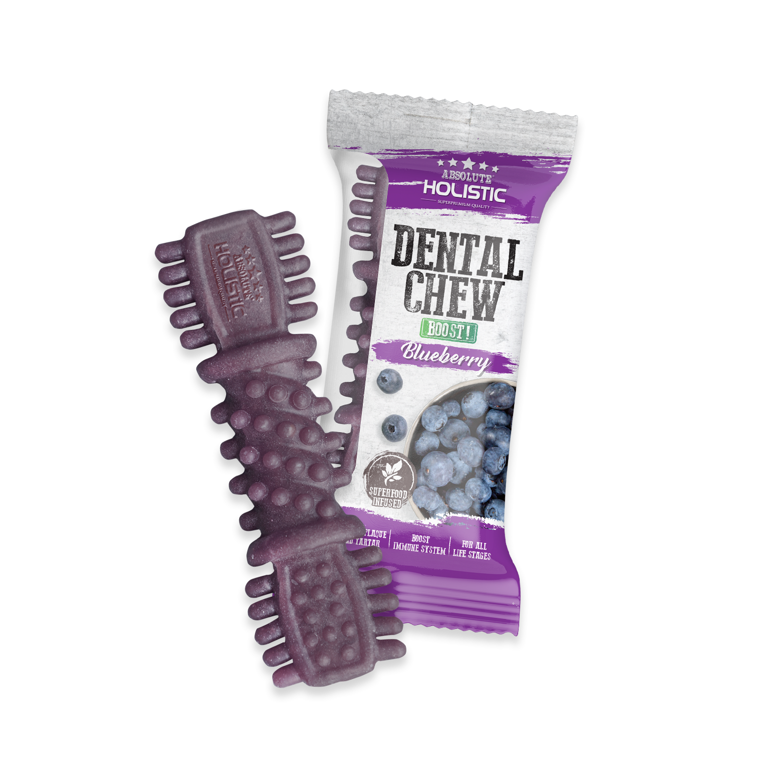 Absolute Holistic - Blueberry Boost Dental Chew 4" - Dog Treats (25g/pc)