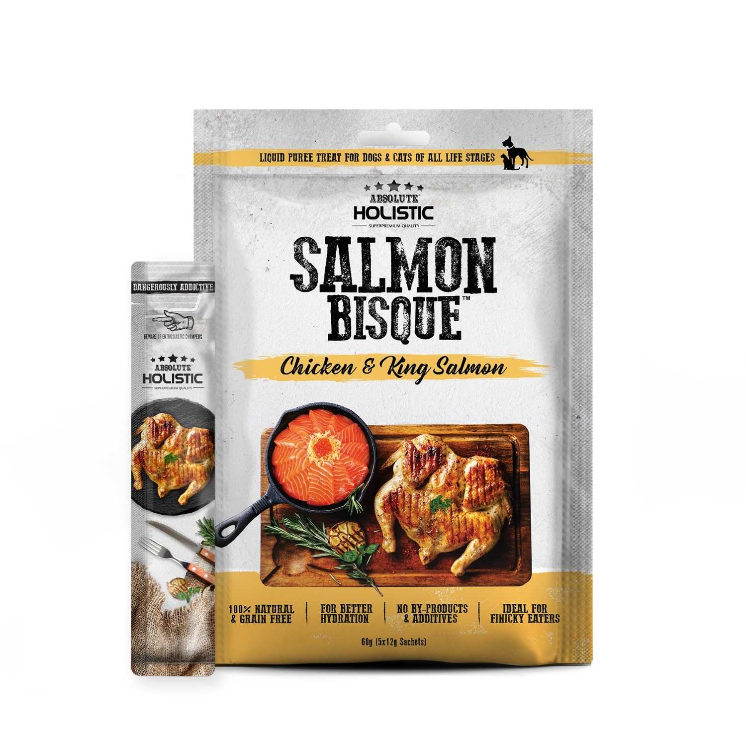 Absolute Holistic - Salmon Bisque (chicken & salmon) - Dog & Cat 5x12g Treats