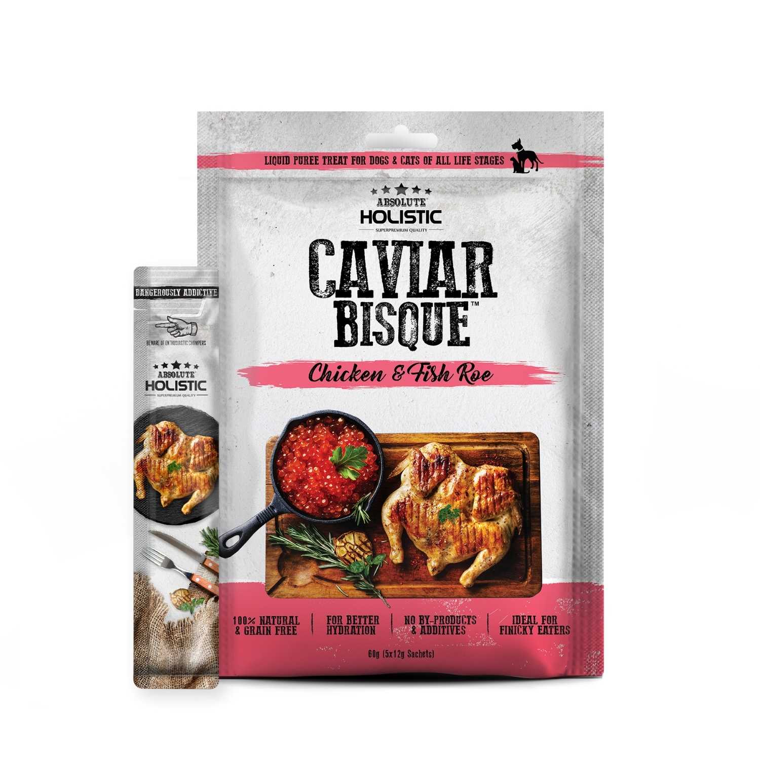 Absolute Holistic - Caviar Bisque (chicken & fish roe) - Dog & Cat 5x12g Treats