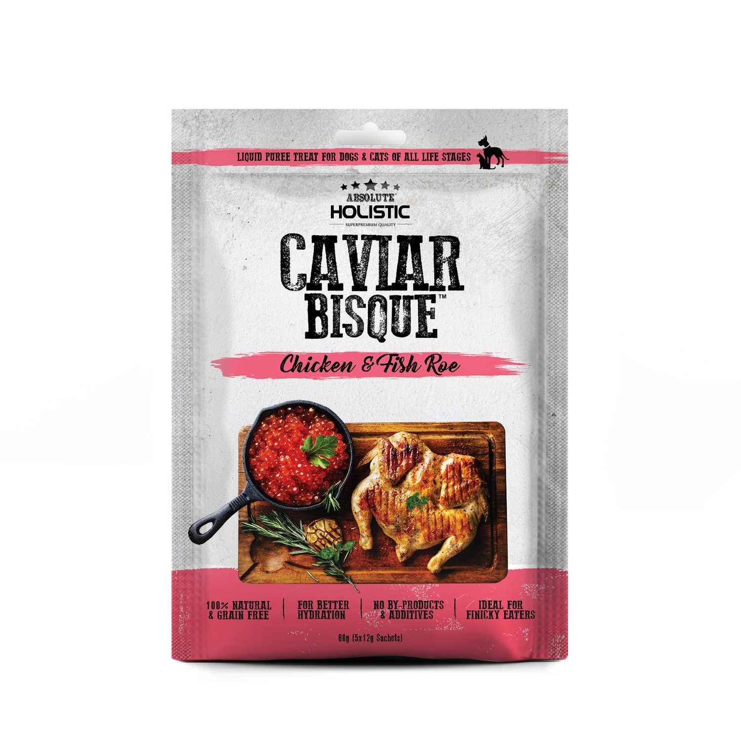 Absolute Holistic - Caviar Bisque (chicken & fish roe) - Dog & Cat 5x12g Treats