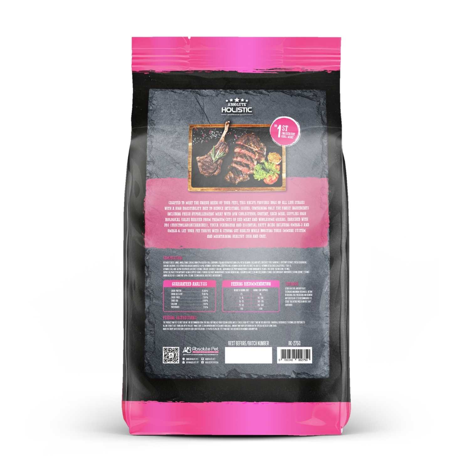Absolute Holistic - Kibbles In The Bag (Beef & Lamb) for Dogs (2kg/12kg)
