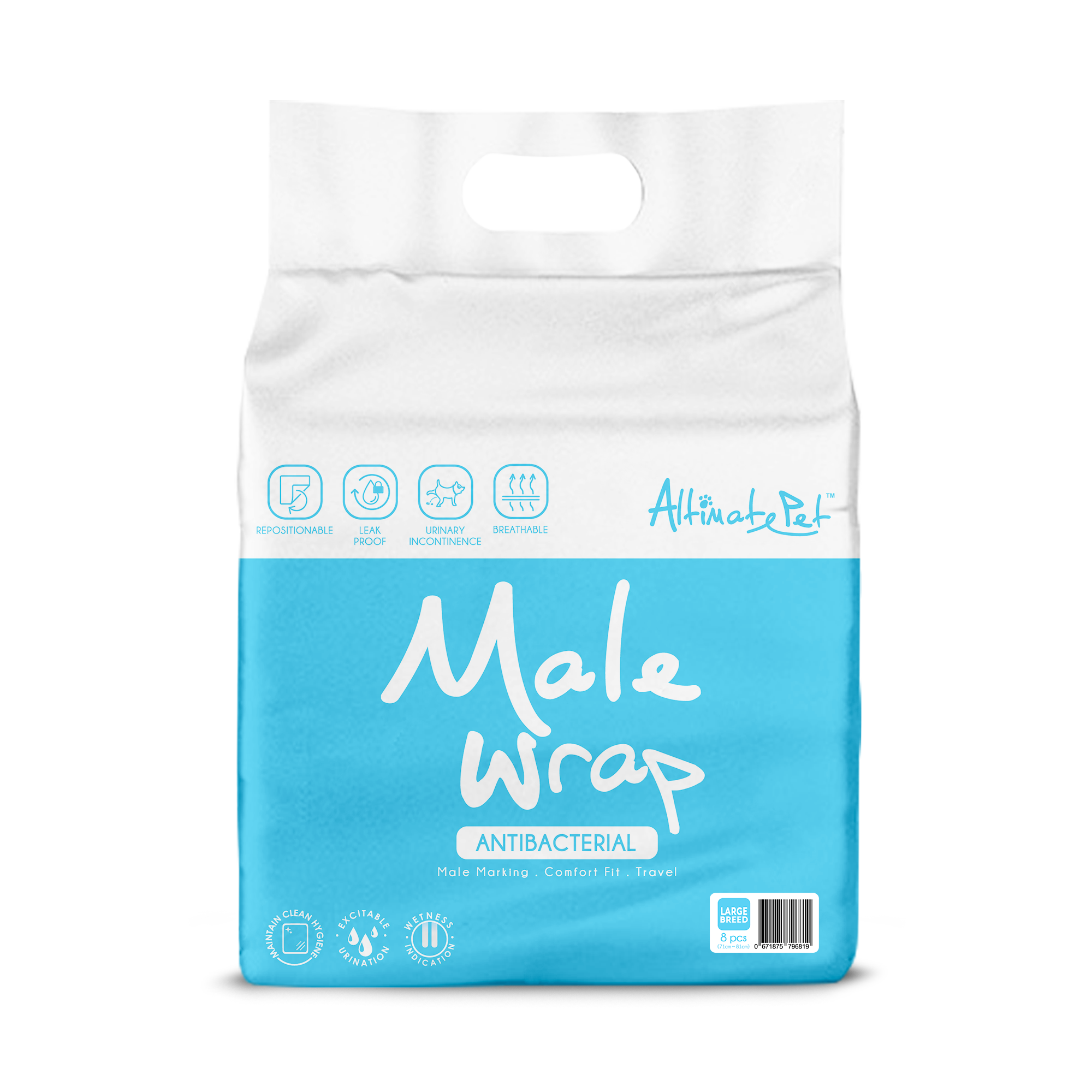 Altimate Pet - Antibacterial Disposable Male Wrap for Dogs (5 Sizes)