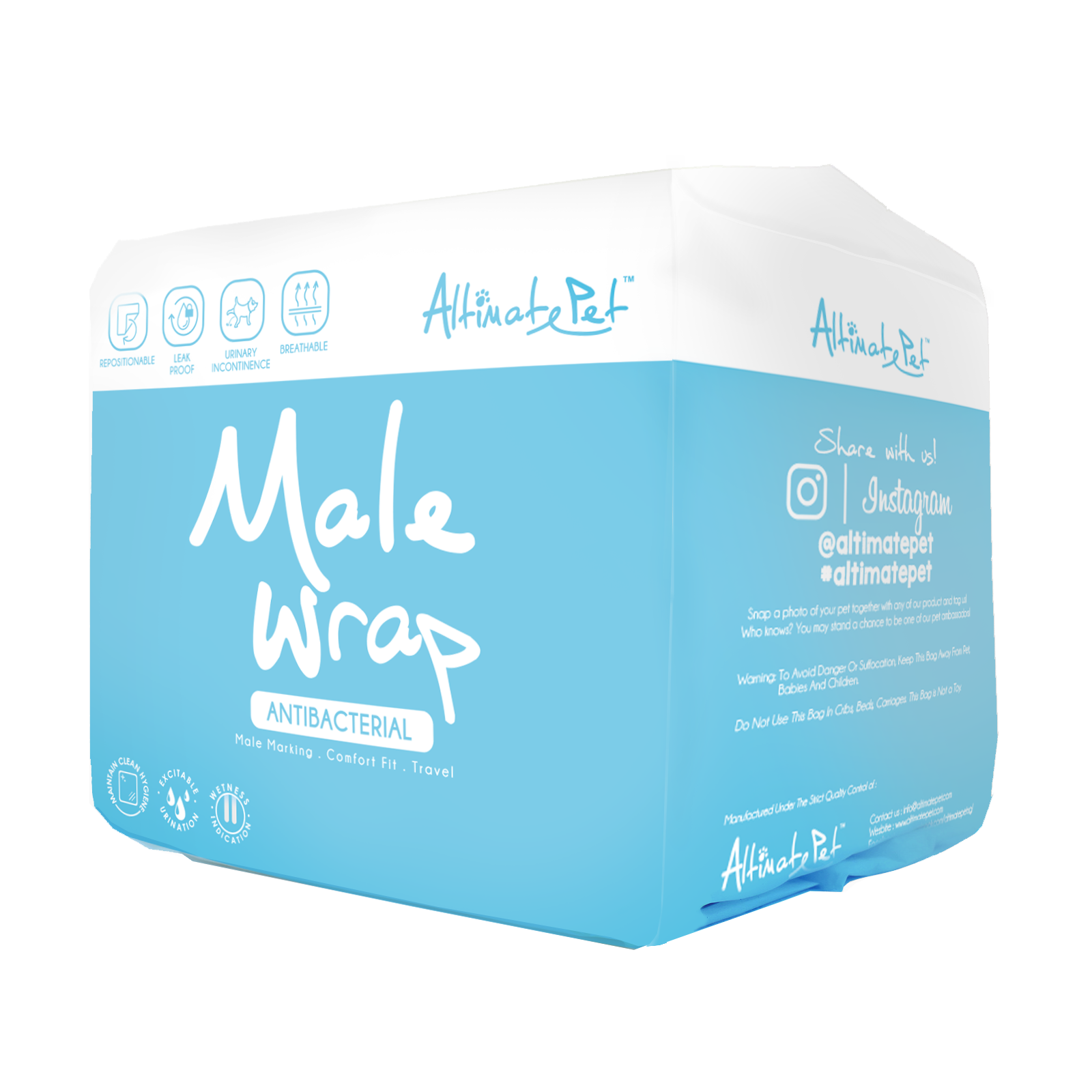 Altimate Pet - Antibacterial Disposable Male Wrap for Dogs (5 Sizes)