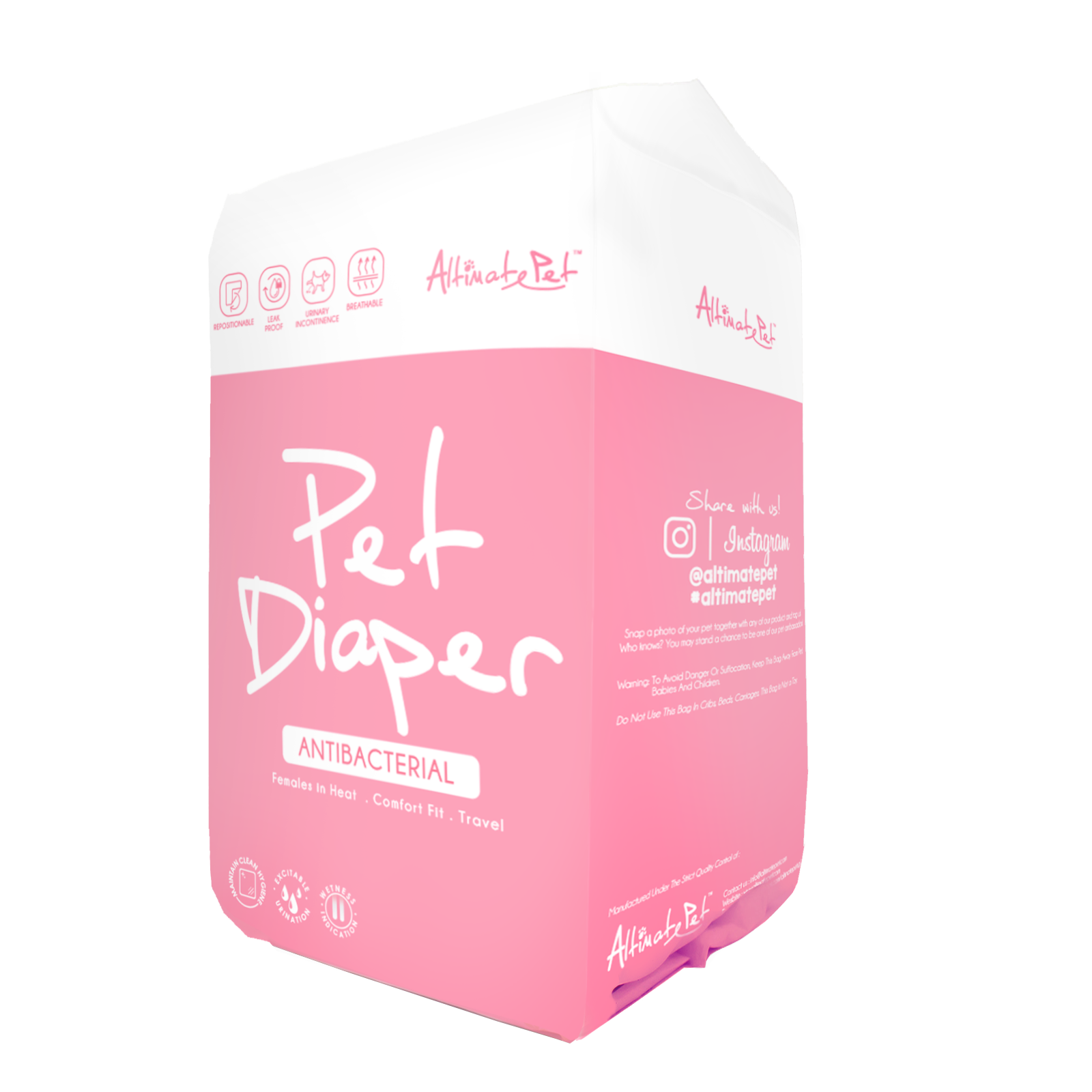 Altimate Pet - Antibacterial Disposable Pet Diaper for Dogs (5 Sizes)