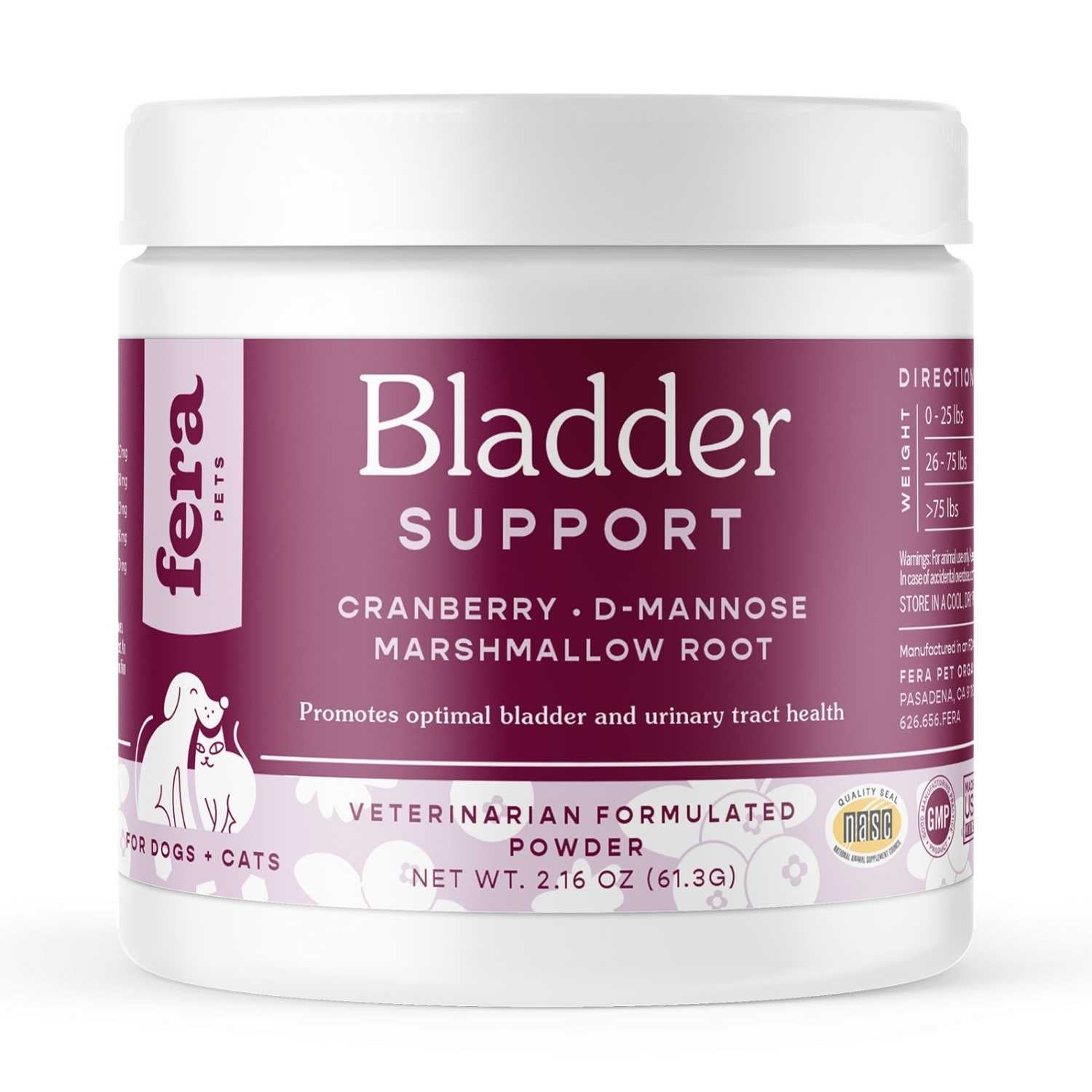 Fera Pet Organics - Bladder Support Supplement (60 capsules) - Dog & Cat 2.1oz Supplement