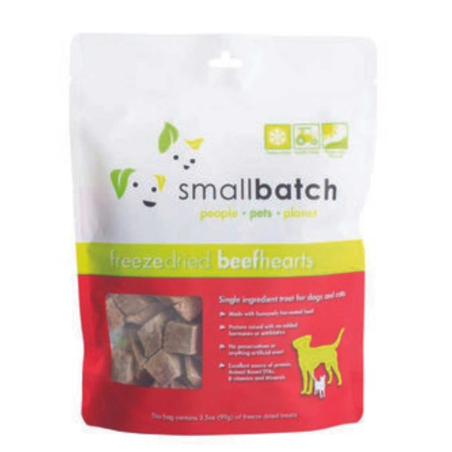 Smallbatch - Beef Premium Freeze-Dried Raw Heart Treat - Dog & Cat 3.5oz Treats