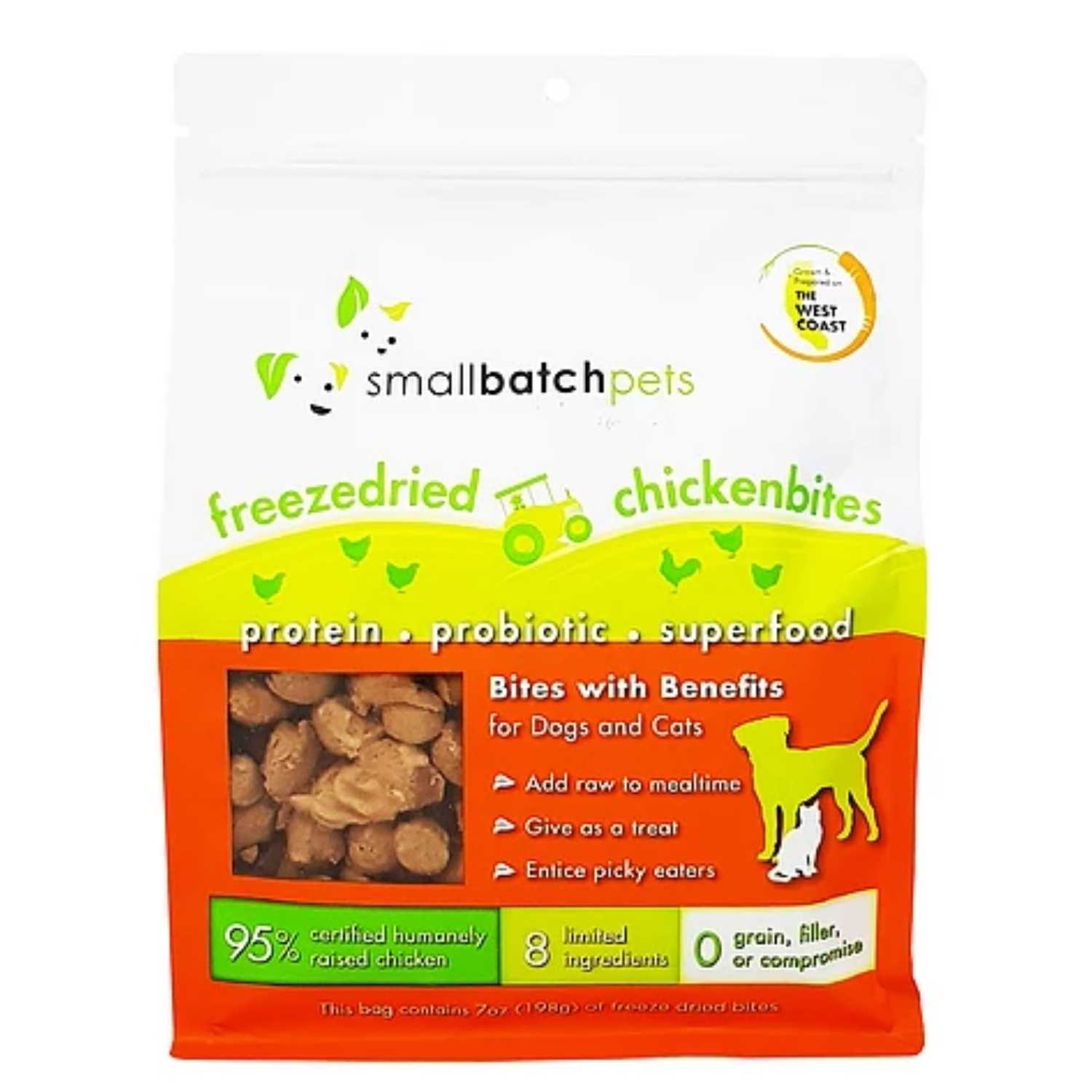 Smallbatch - Chicken Premium Freeze-Dried Raw Smallbites - Dog & Cat 7oz Toppers/Treats