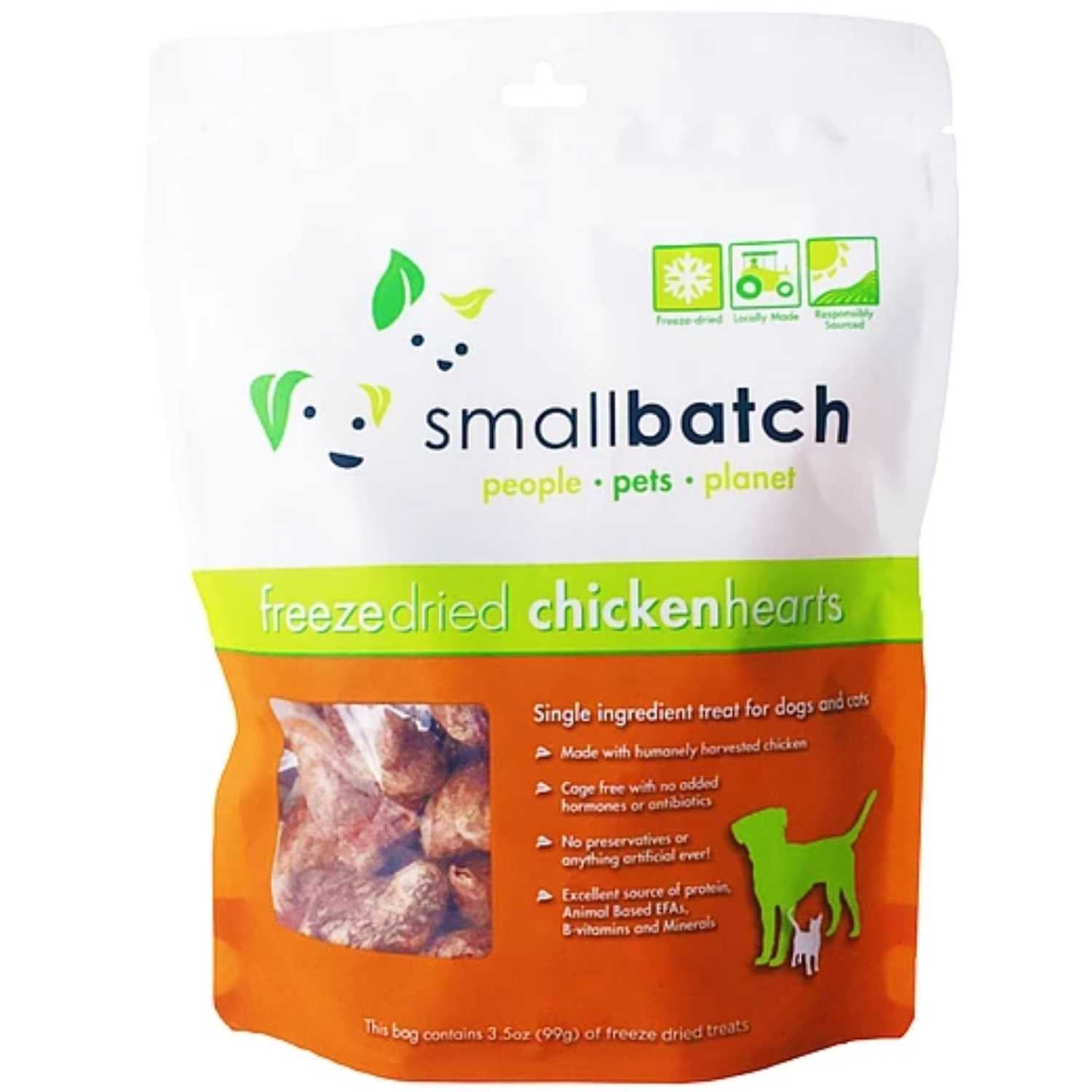 Smallbatch - Chicken Premium Freeze-Dried Raw Heart Treat - Dog & Cat 3.5oz Treats