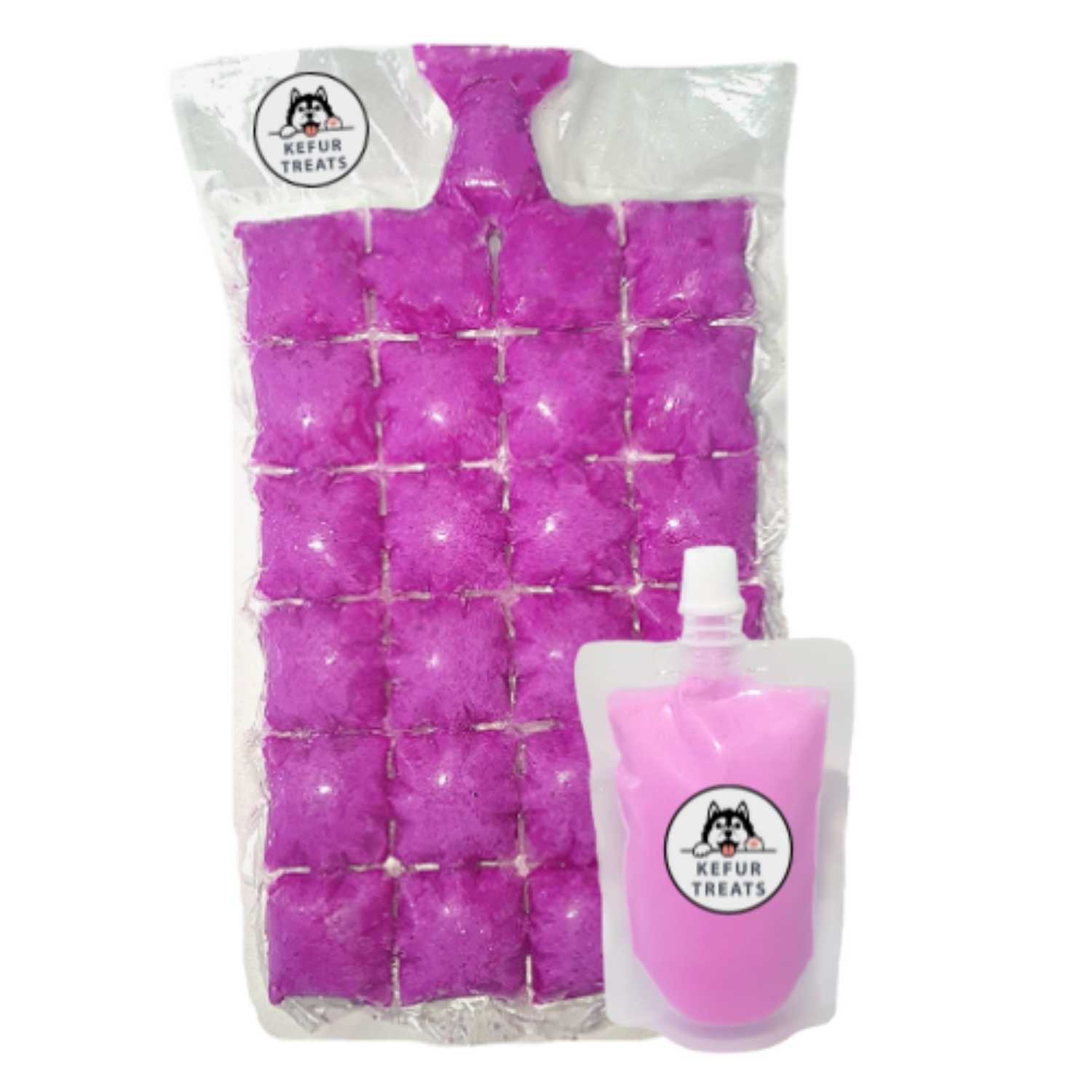 Milk Kefir Kefur Treats Starter Pack Liquid Pouch 100ml Frozen Pack 24 cubes Dragonfruit