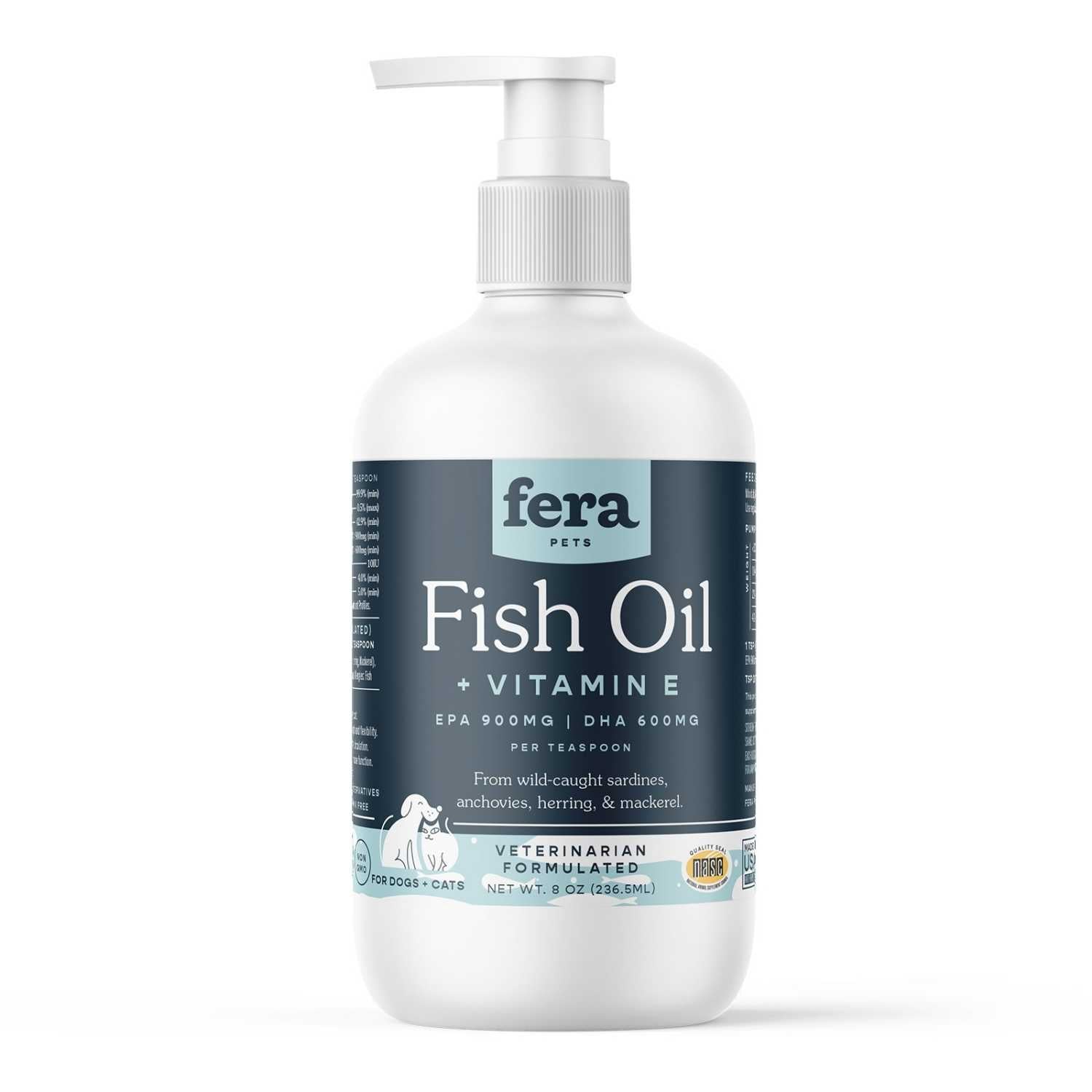 Fera Pet Organics - Fish Oil For Small Dogs and Cats - Dog & Cat 8oz Supplement