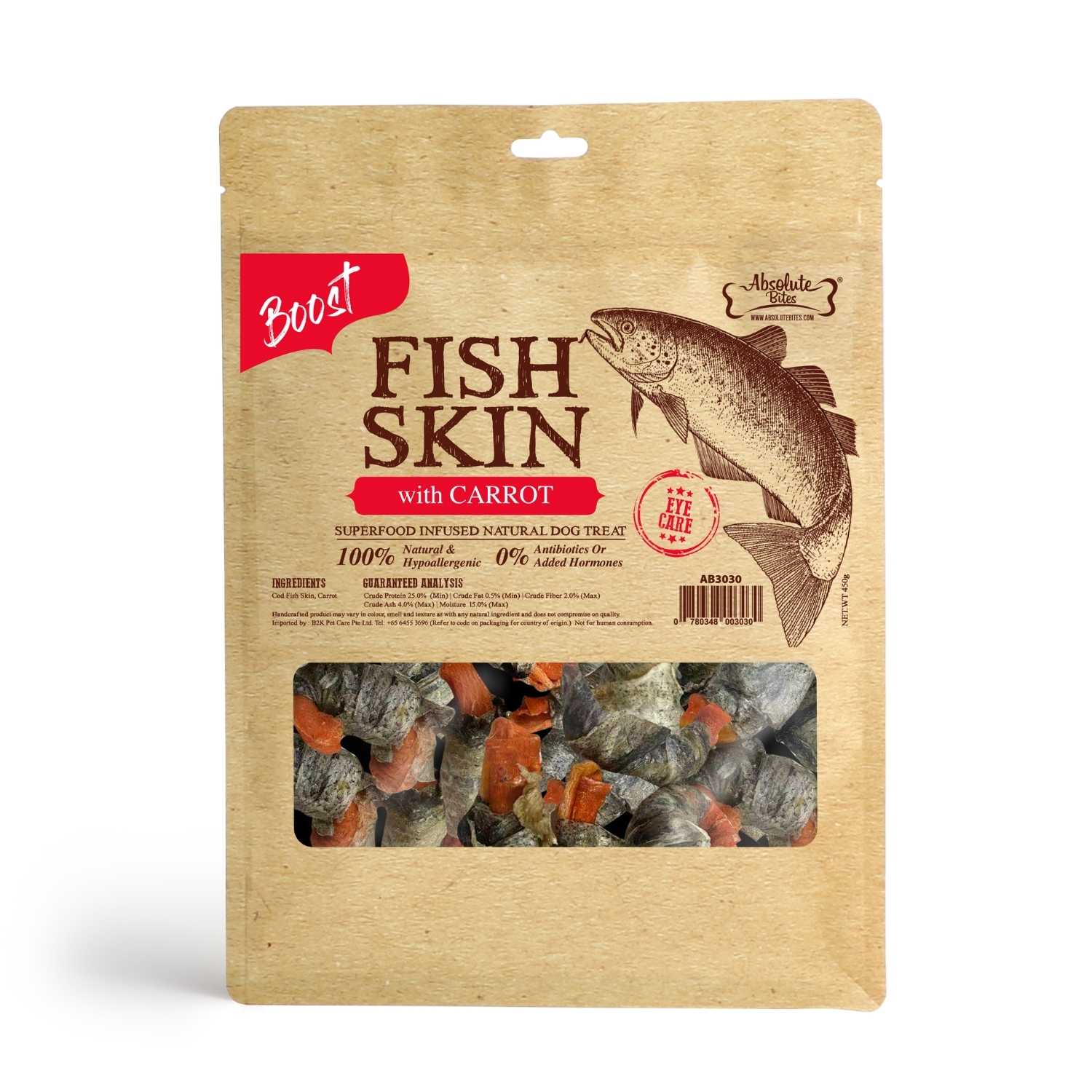 Absolute Bites - Fish Skin With Carrot for Dogs (2 Sizes)