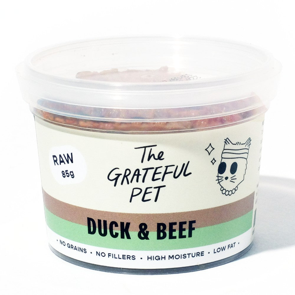 The Grateful Pet - Raw (Duck & Beef) - Cat (12 x 85g Tub) Food (Case)