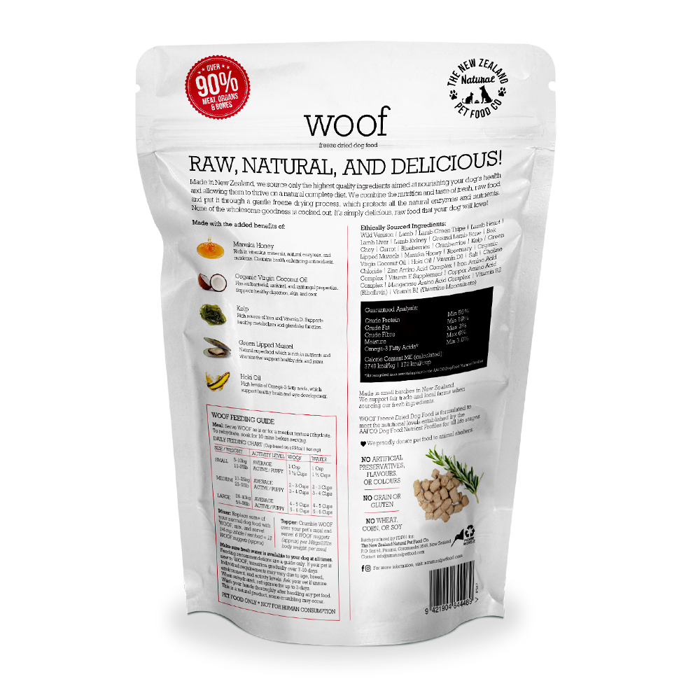 NZ Natural Pet Food (WOOF) - Freeze Dried Raw Wild Venison Dog Food 280g