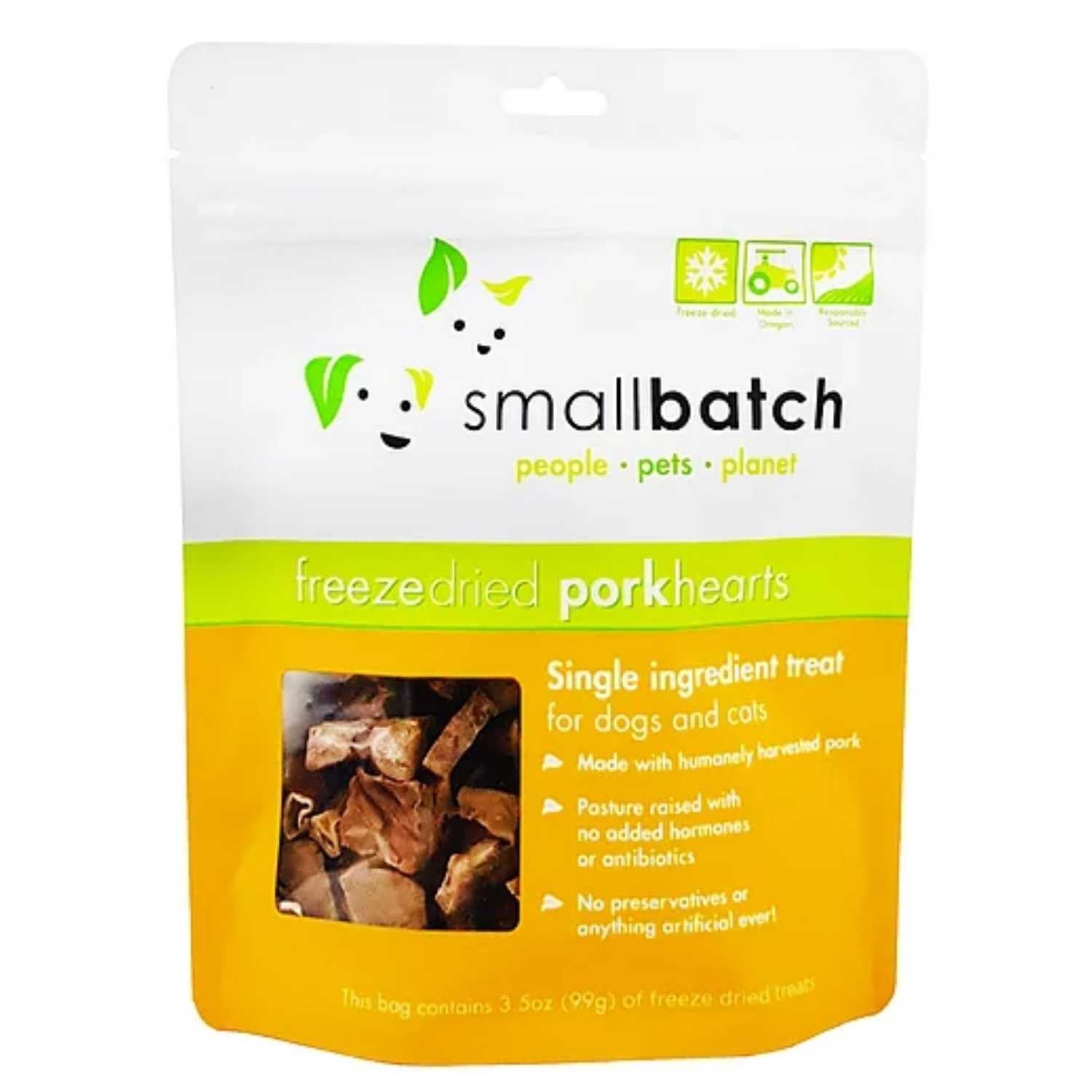 Smallbatch - Pork Premium Freeze-Dried Raw Heart Treat - Dog & Cat 3.5oz Treats