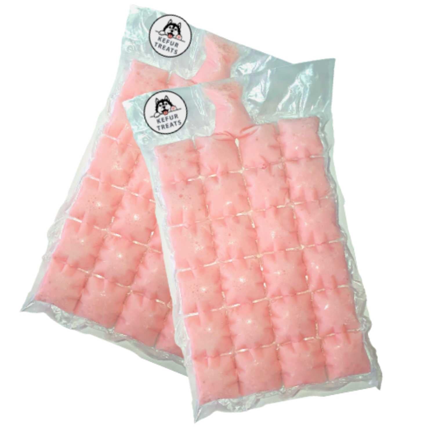 KEFUR TREATS - STRAWBERRY Cow Milk Kefir Frozen Pack (24 Cubes) - Pet Treats