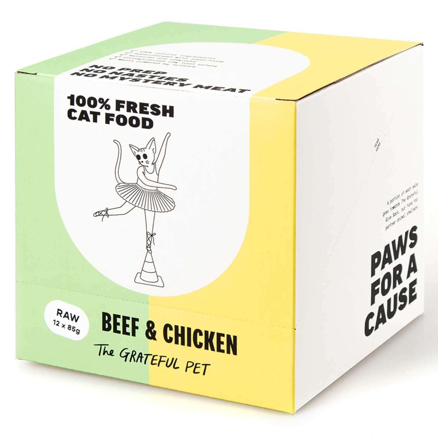 The Grateful Pet - Raw (Beef & Chicken) - Cat (12 x 85g Tub) Food (Case)