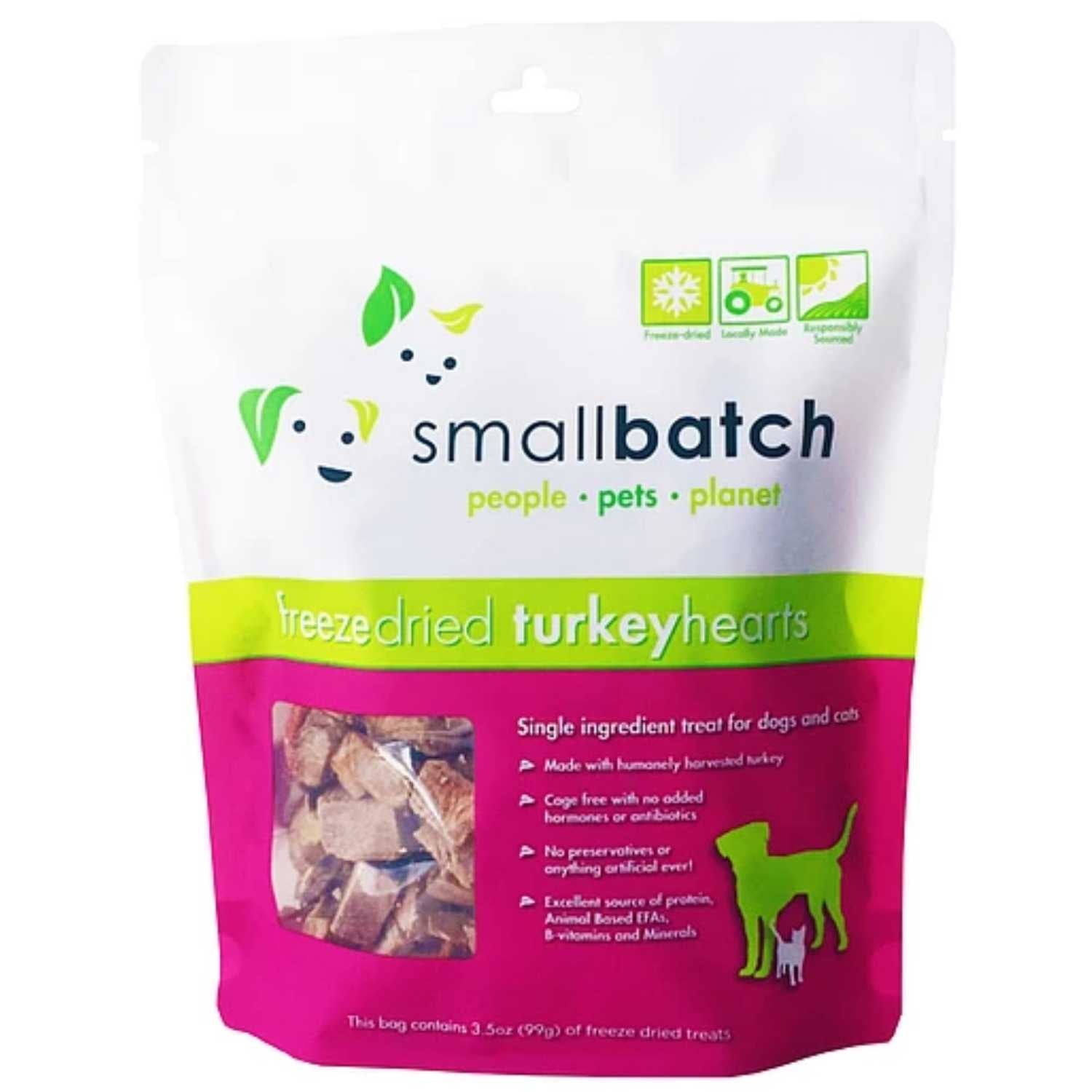 Smallbatch - Turkey Premium Freeze-Dried Raw Heart Treat - Dog & Cat 3.5oz Treats