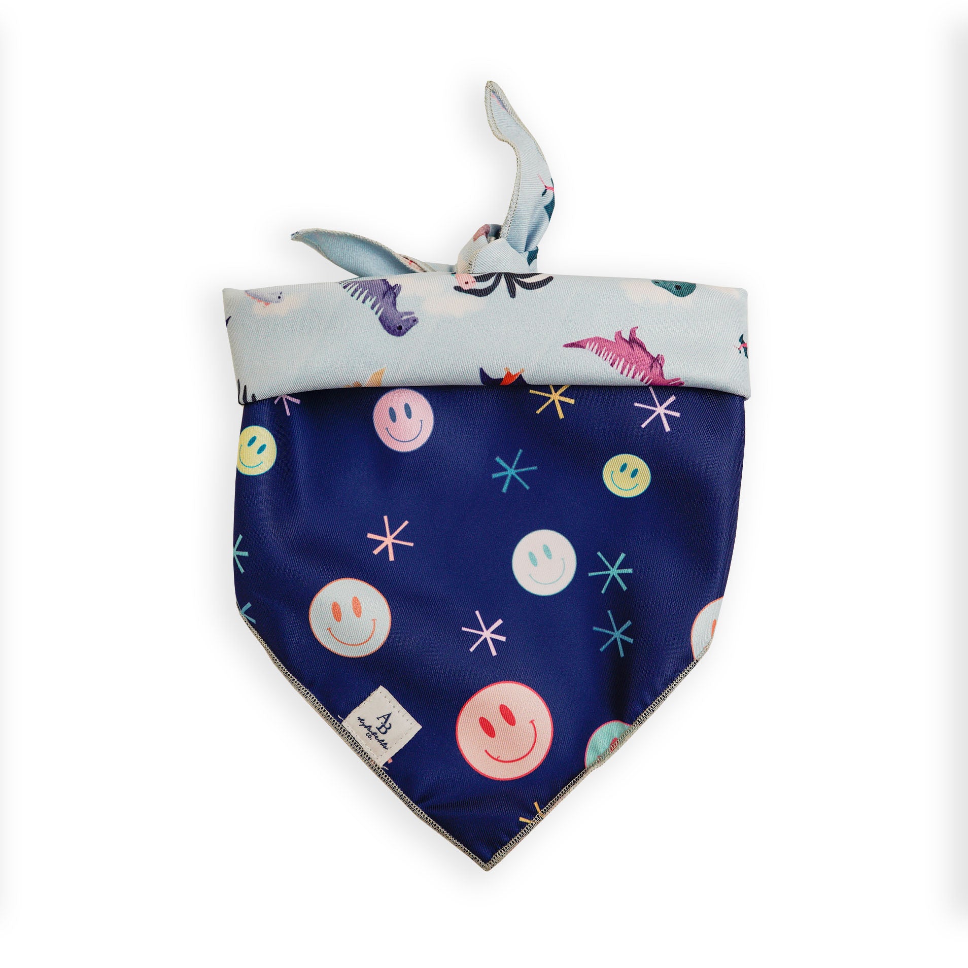 Aylabella Co. - Dino & Happy Reversible Bandana With Snaps for Dogs (3 Sizes)